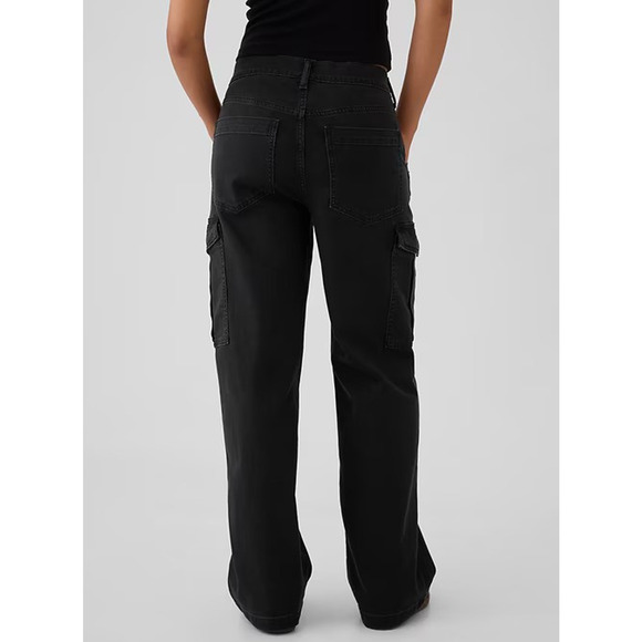 NWT Gap Mid Rise '90s Loose Cargo Jeans Washed Blk Grunge Baggy Skater Sz 33 16 - Picture 14 of 16